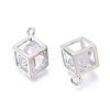 Hollow Brass Micro Clear Cubic Zirconia Charms ZIRC-H101-01P-2