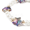 Glass Pearl & Star Beaded Stretch Bracelet for Women BJEW-JB08389-5