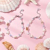 Summer Natural Dyed Aquamarine & Round White Jade & Natural Sea Shell & Shell Pearl & Synthetic Turquoise Starfish Beaded Anklets AJEW-AN00693-1