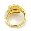 Rack Plating Brass Micro Pave Cubic Zirconia Teardrop Open Cuff Rings for Women RJEW-I104-06G-3