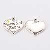Wedding Theme Antique Silver Tone Tibetan Style Heart with Matron of Honor Rhinestone Charms TIBEP-N005-03B-1