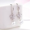 Butterfly with Round Beads Dangle Earrings for Girl Women EJEW-BB46336-A-3