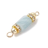 Natural Aquamarine with Electroplate Synthetic Non-magnetic Hematite Faceted Column Connector Charms PALLOY-JF04855-5