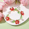 Acrylic Flower & Glass Pearl Charm Bracelets BJEW-JB10054-04-2