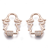 Brass Micro Pave Clear Cubic Zirconia Screw Carabiner Lock Charms ZIRC-T013-07RG-NF-1