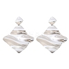 304 Stainless Steel Rhombus Dangle Stud Earrings EJEW-K268-79B-P-4