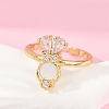 Rabbit Brass Micro Pave Clear Cubic Zirconia Open Cuff Rings RJEW-G343-02G-3