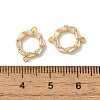 Rack Plating Brass Pave Clear Cubic Zirconia Ring Connector Charms KK-H487-11G-3