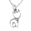 Non-Tarnish 201 Stainless Steel Kitten Pendants Necklaces LS-NJEW-S105-JN590-40-1-1
