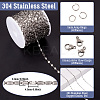1 Roll 304 Stainless Steel Dapped Chains with 20Pcs 304 Stainless Steel Lobster Claw Clasps with 40Pcs 304 Stainless Steel Open Jump Rings CHS-TA0001-52-3