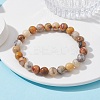 Natural Crazy Agate Round Beaded Stretch Bracelets BJEW-TA00410-03-2