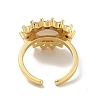Cubic Zirconia Sun with Evil Eye Open Cuff Ring with Acrylic RJEW-B042-06G-03-3