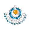 Natural Malaysia Jade(Dyed) & Glass Seed Beads Fan Pendants PALLOY-MZ00308-02-1