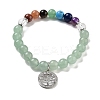 Natural Green Aventurine Round Beaded Chakra Stretch Bracelets BJEW-K251-01B-2