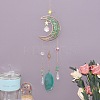 Copper Wire Wrapped Natural Green Aventurine Chips Moon Suncatcher HJEW-H065-04G-04-1