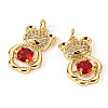 2Pcs Brass Micro Pave Cubic Zirconia Pendants KK-TA0002-81B-1