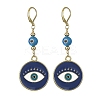 Alloy Enamel Flat Round Dangle Leverback Earrings with Brass Pins EJEW-JE05383-2