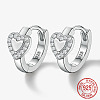 Anti-Tarnish Rhodium Plated Platinum 925 Sterling Silver Micro Pave Cubic Zirconia Hoop Earrings AA4054-1-1