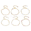 6Pcs 6 Colors 304 Stainless Steel Star Link Bracelets for Women BJEW-JB12385-2