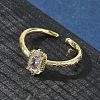 Rectangle Brass Micro Pave Cubic Zirconia Cuff Rings RJEW-Z111-04G-09-3