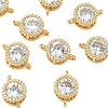SHEGRACE Brass Pave Clear Cubic Zirconia Flat Round Connector Charms XGRQ3D730-500G-1