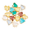 15Pcs Brass Micro Pave Cubic Zirconia with Glass Charms KK-TA0001-81-3