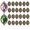 30Pcs Tibetan Style Oval Alloy Cabochon Connector Settings TIBE-AR0001-11AB-1