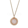 Natural Rose Quartz Copper Wire Wrapped Flower Pendant 304 Stainless Steel Cable Chain Necklaces for Women NJEW-JN05616-02-2