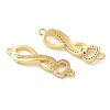 Rack Plating Brass Clear Cubic Zirconia Infinity Heart Connector Charms KK-C084-13A-G-2