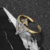 Brass Micro Pave Clear Cubic Zirconia Cuff Finger Rings for Women RJEW-U033-05GP-3