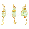 3Pcs 3 Styles Electroplated Natural Quartz Crystal Big Pendants PALLOY-YW00079-03-1