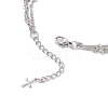 304 Stainless Steel Religion Cross Pendant 3 Layer Necklaces for Women NJEW-JN05480-5
