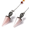 Natural Rose Quartz Pointed Hexagonal Cone Dowsing Pendulums G-Q184-03G-AS-1