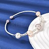 Brass Wire Wrapped Natural Pearl Cuff Bangles for Women BJEW-D453-01S-3