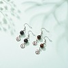 2Pair 2 Style Natural Lava Rock & Tiger Eye with Yin Yang Long Dangle Earrings EJEW-JE04962-01-3