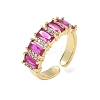 Brass Micro Pave Cubic Zirconia Cuff Open Rings for Women RJEW-L343-16G-02-4