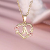 Brass Rose Flower Heart with Letter Pendant Necklaces FS-WGF6950-01-1