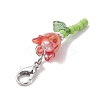 Lily Glass & Acrylic Pendant Decorations HJEW-JM01988-4