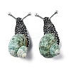 Snail Green Natural Conch Shell Fossil Brooch Pin JEWB-A020-02AS-02-1
