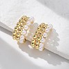 Rack Plating Brass Cuff Earrings with Plastic Pearl Beaded EJEW-D064-02G-4