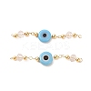 Handmade Evil Eye Lampwork with Glass Handmade Beaded Links Connectors KK-M266-09G-05-1