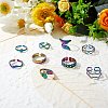 9Pcs 9 Style 304 Stainless Steel Hand & Infinite & Heart & Moon Cuff Rings RJEW-SZ0001-19-4