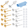 10Pairs 925 Sterling Silver Stud Earring Finding with 50Pcs Plastic Ear Nuts with 1Pc Suede Fabric Square Silver Polishing Cloth FIND-DC0006-45-1