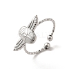 Non-Tarnish 304 Stainless Steel Owl Open Cuff Rings for Women X-RJEW-H136-01P-1