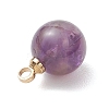 Natural Amethyst & Rose Quartz & Quartz Crystal & Apatite & Green Aventurine Round Charms PALLOY-JF04778-5