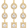 9Pcs 3 Style Brass Micro Pave Cubic Zirconia Pendants KK-BBC0019-44-1