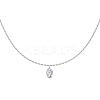 Clear Cubic Zirconia Oval Pendant 925 Sterling Silver Cable Chain Necklaces for Women NJEW-S457-02P-2