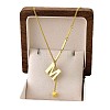 304 Stainless Steel Initial Pendant with Dice Tassel Necklaces FS-WGD823D-13-2