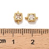 Brass Pave Clear Cubic Zirconia Square Connector Charms KK-H515-06G-3