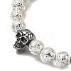 3Pcs 3 Colors Halloween Dyed & Electroplated Natural Lava Rock Round Beads Stretch Bracelets for Men BJEW-JB12332-5